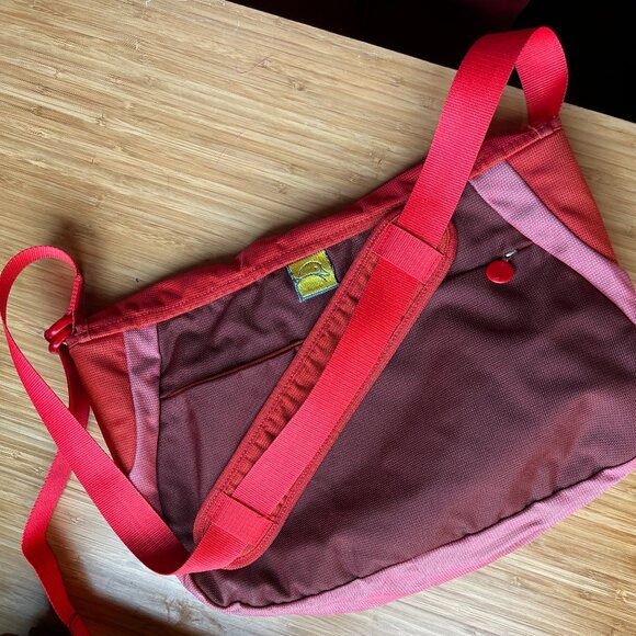 Mandarina Duck Crossbody Nylon Red, Pink and Yellow Embroidered Beaded Boho Bag - Picture 6 of 8